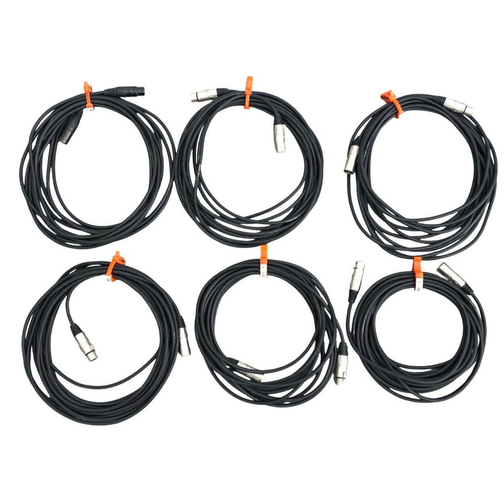 Audio-Technica 25' XLR 3 Pin Male to Female Microphone Cables Lot of 6 Black